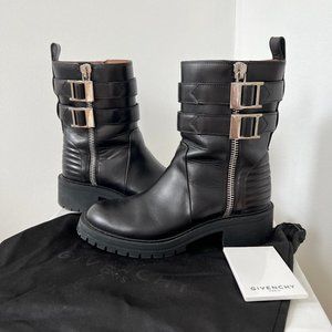 Givenchy black leather moto boots